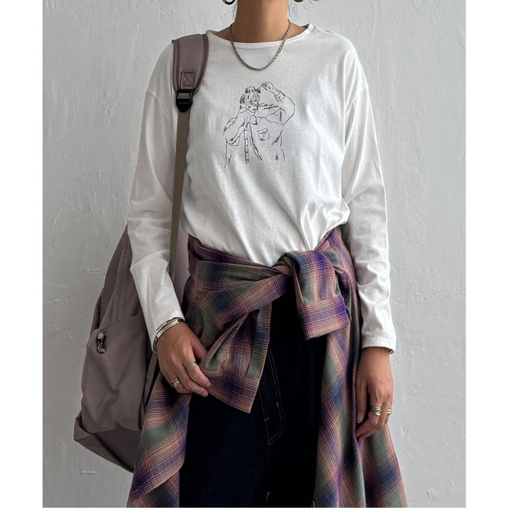 ホワイト | Girlプリントロゴ刺繍ロンT | Lbc with Life