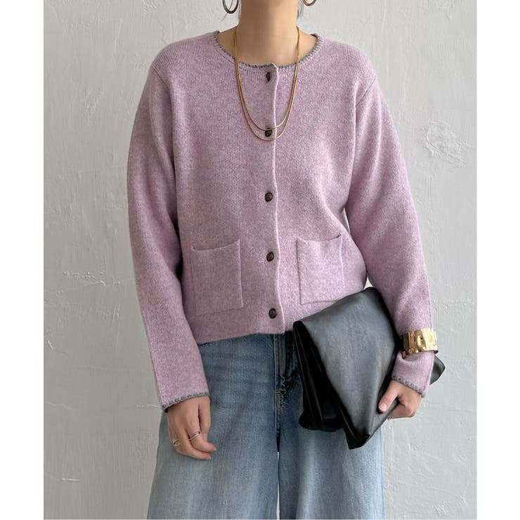 ピンク | 配色ポケットショートカーディガン | Lbc with Life