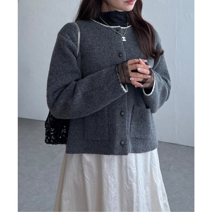 配色ポケットショートカーディガン | Lbc with Life | 詳細画像3 