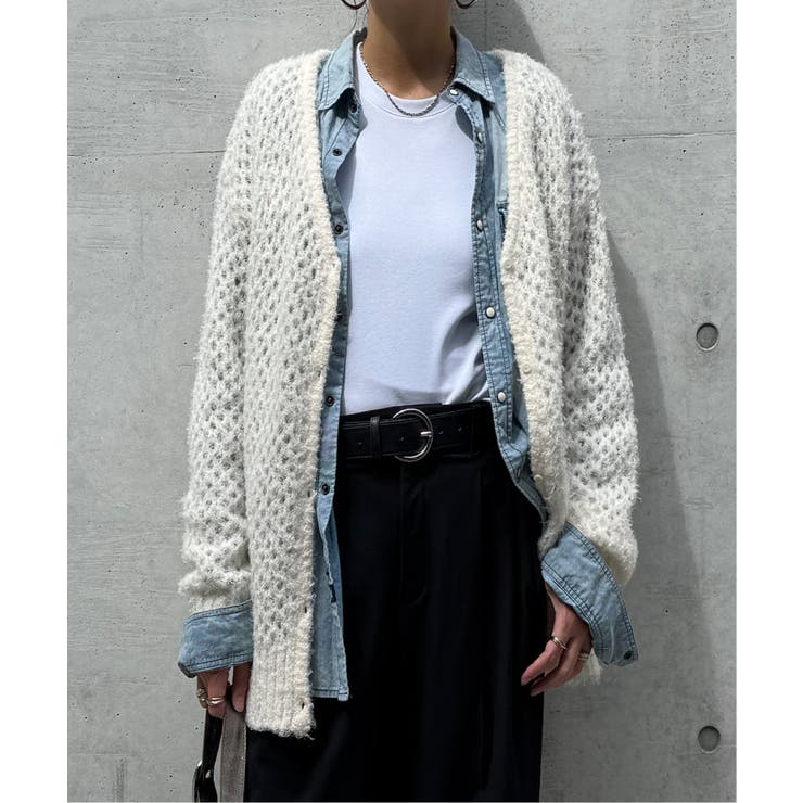 オフホワイト | フェザーメッシュカーディガン | Lbc with Life