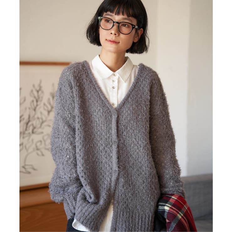 チャコール | フェザーメッシュカーディガン | Lbc with Life