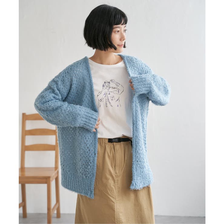 ブルー | フェザーメッシュカーディガン | Lbc with Life