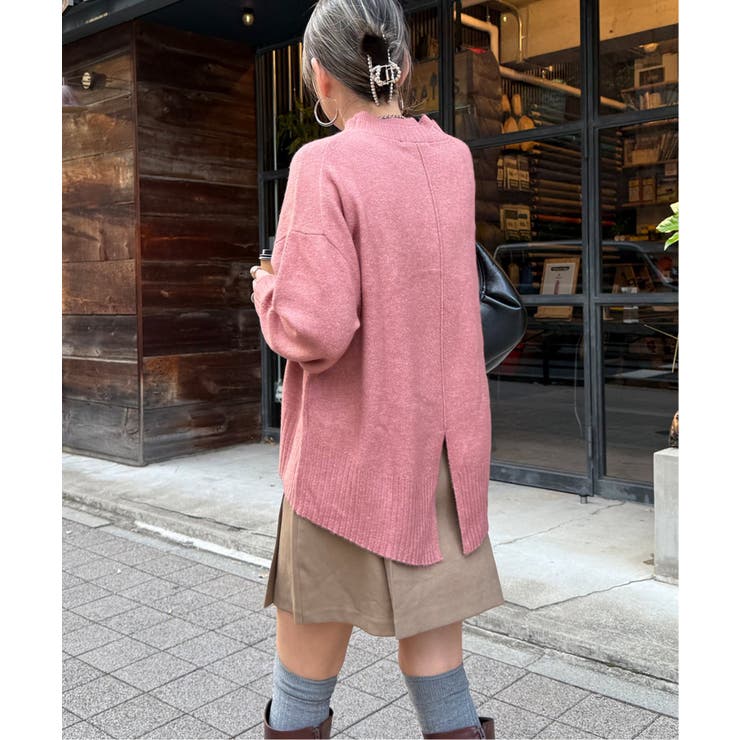 ピンク | 透かしラインバックスリットニット | Lbc with Life