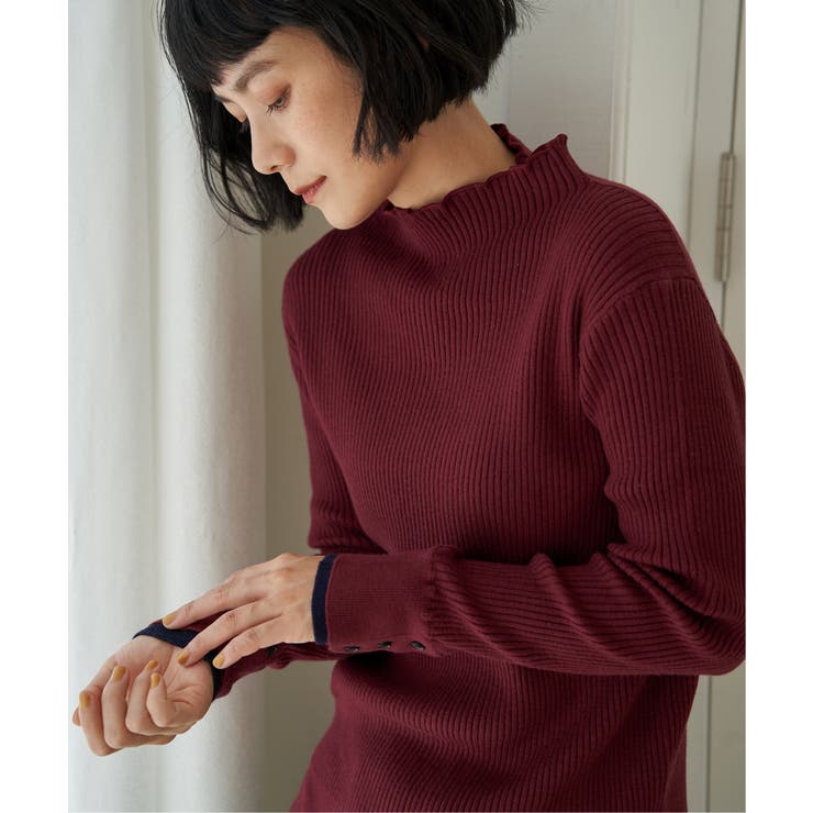 袖配色レイヤーリブニット | Lbc with Life | 詳細画像5 