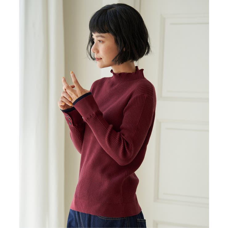 袖配色レイヤーリブニット | Lbc with Life | 詳細画像6 