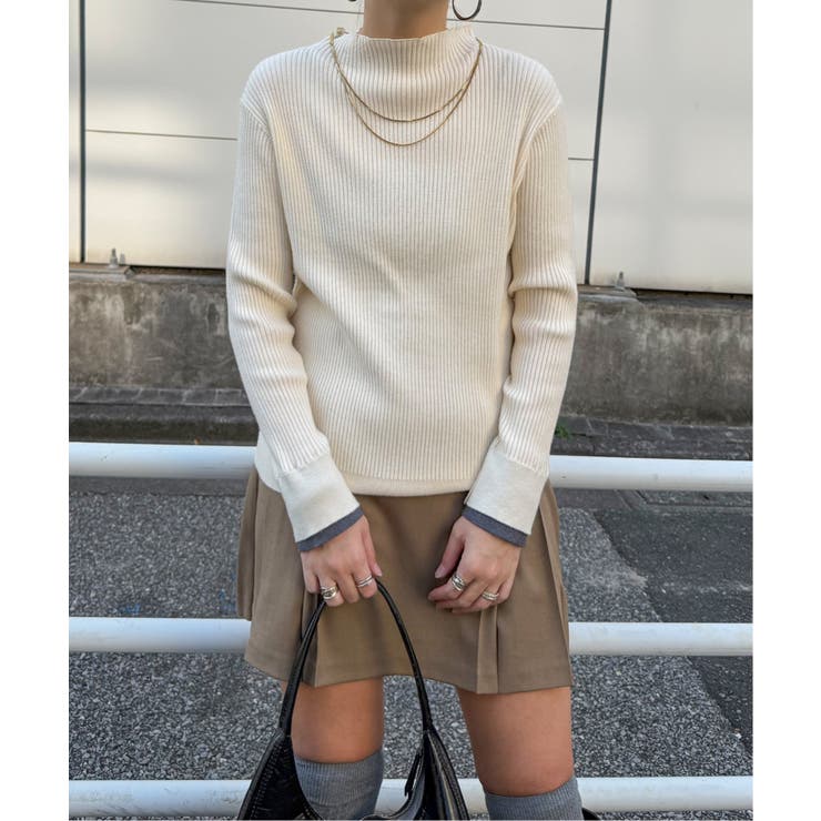 袖配色レイヤーリブニット | Lbc with Life | 詳細画像7 