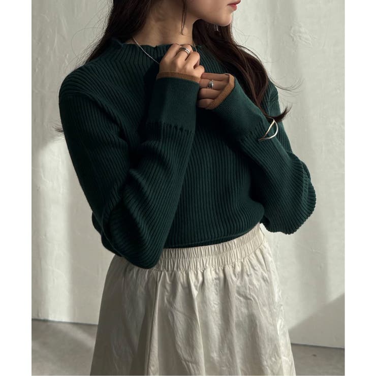 袖配色レイヤーリブニット | Lbc with Life | 詳細画像12 