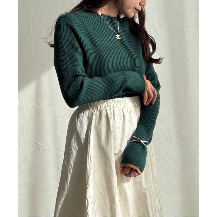 袖配色レイヤーリブニット | Lbc with Life | 詳細画像15 