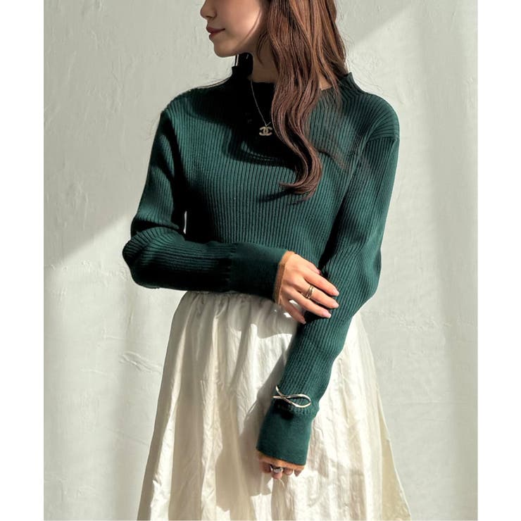 袖配色レイヤーリブニット | Lbc with Life | 詳細画像16 