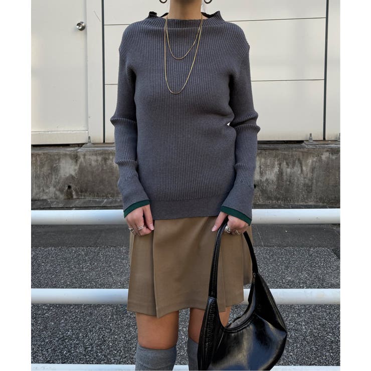 袖配色レイヤーリブニット | Lbc with Life | 詳細画像19 