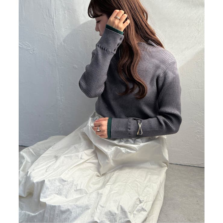 袖配色レイヤーリブニット | Lbc with Life | 詳細画像22 