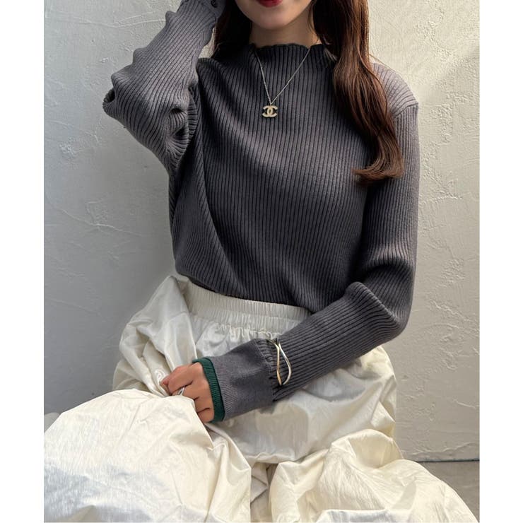 袖配色レイヤーリブニット | Lbc with Life | 詳細画像23 