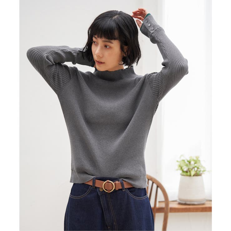 袖配色レイヤーリブニット | Lbc with Life | 詳細画像24 