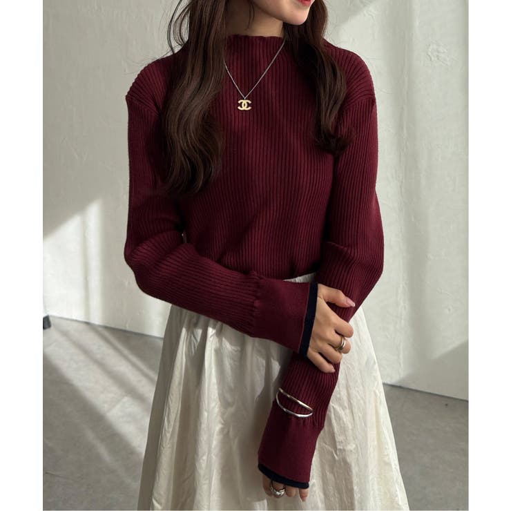 袖配色レイヤーリブニット | Lbc with Life | 詳細画像2 