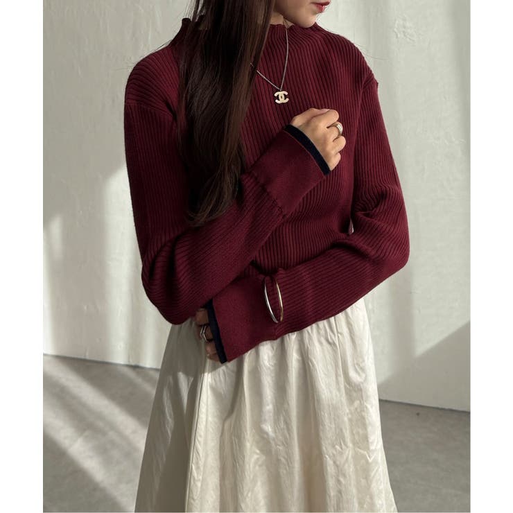 袖配色レイヤーリブニット | Lbc with Life | 詳細画像3 