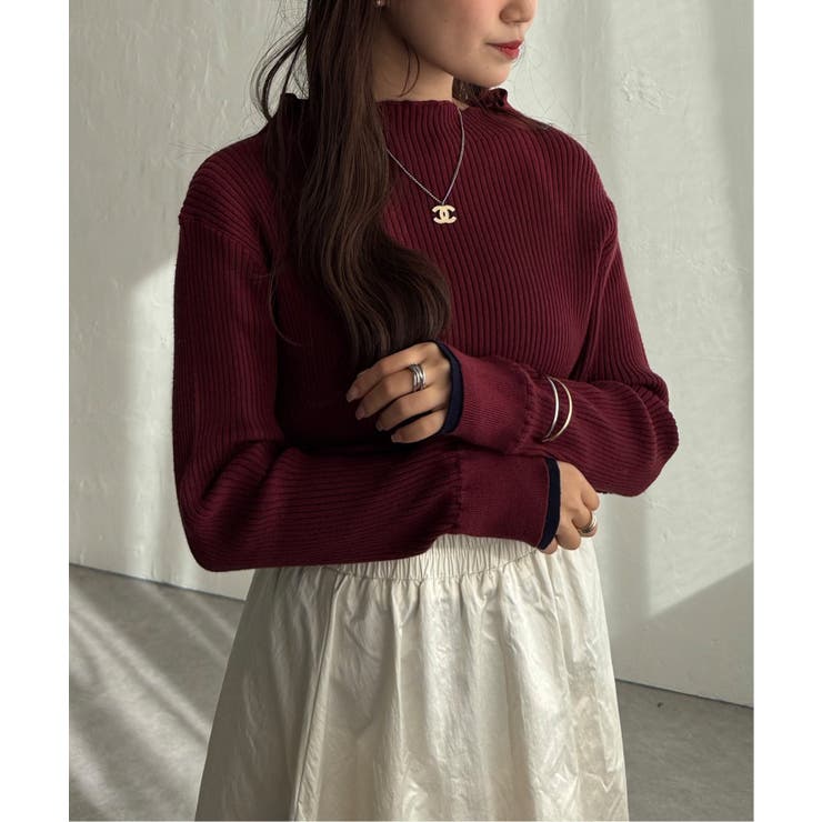 袖配色レイヤーリブニット | Lbc with Life | 詳細画像4 