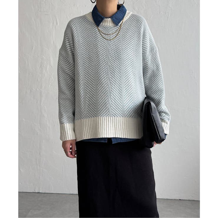 ヘリンボン柄ニットプルオーバー | Lbc with Life | 詳細画像1 