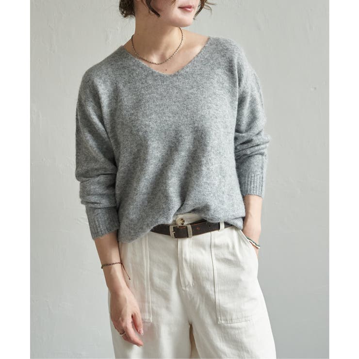 グレー | アンゴラコンVネックニット | Lbc with Life