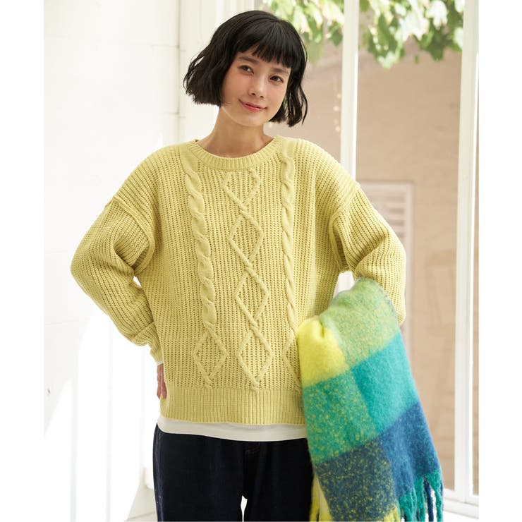 イエロー | マットモールケーブルニットプルオーバー | Lbc with Life