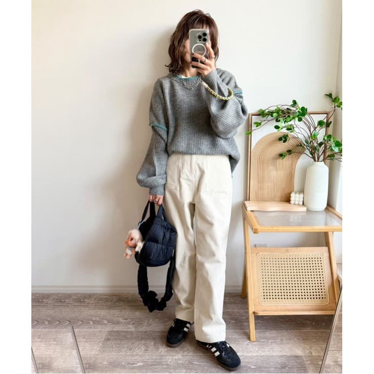 【インフルエンサー着用】ステッチ配色畦ラインニットプルオーバー | Lbc with Life | 詳細画像7 