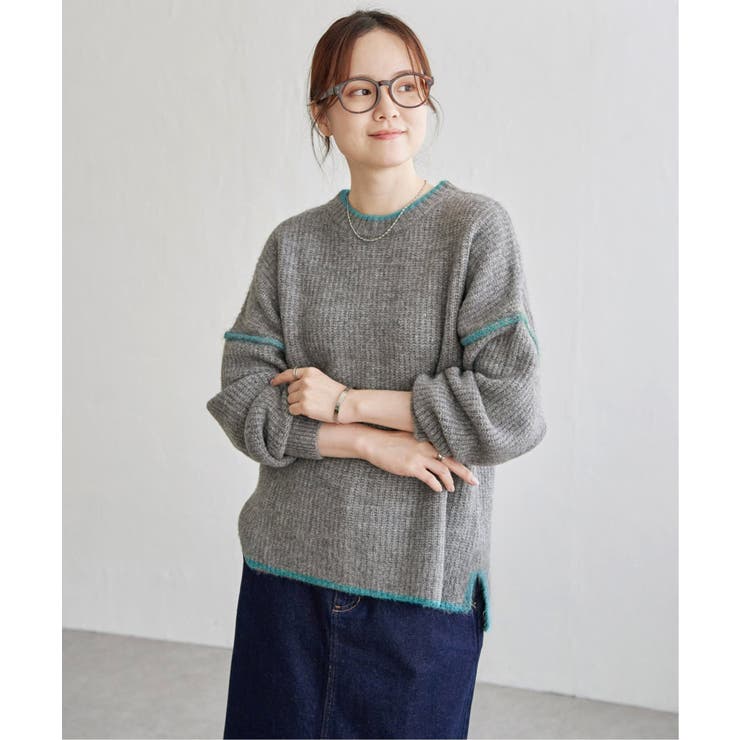 【インフルエンサー着用】ステッチ配色畦ラインニットプルオーバー | Lbc with Life | 詳細画像8 