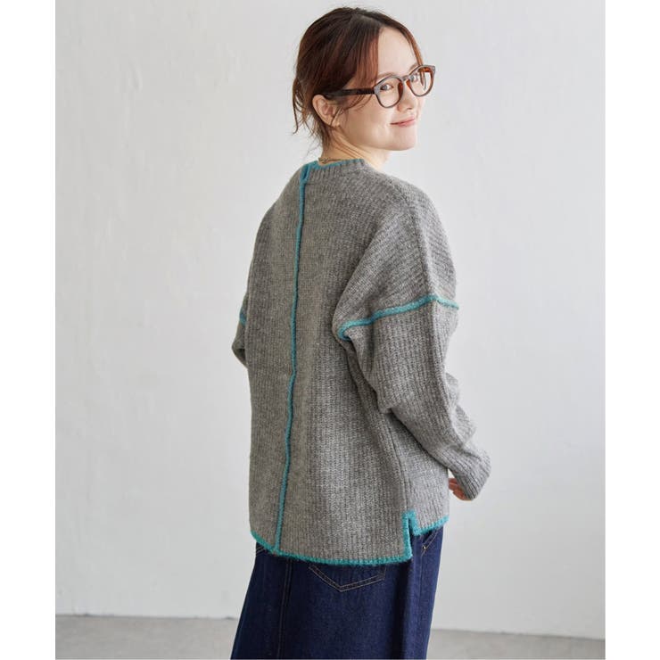 【インフルエンサー着用】ステッチ配色畦ラインニットプルオーバー | Lbc with Life | 詳細画像10 