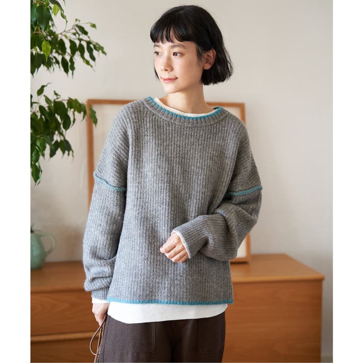 【インフルエンサー着用】ステッチ配色畦ラインニットプルオーバー | Lbc with Life | 詳細画像11 