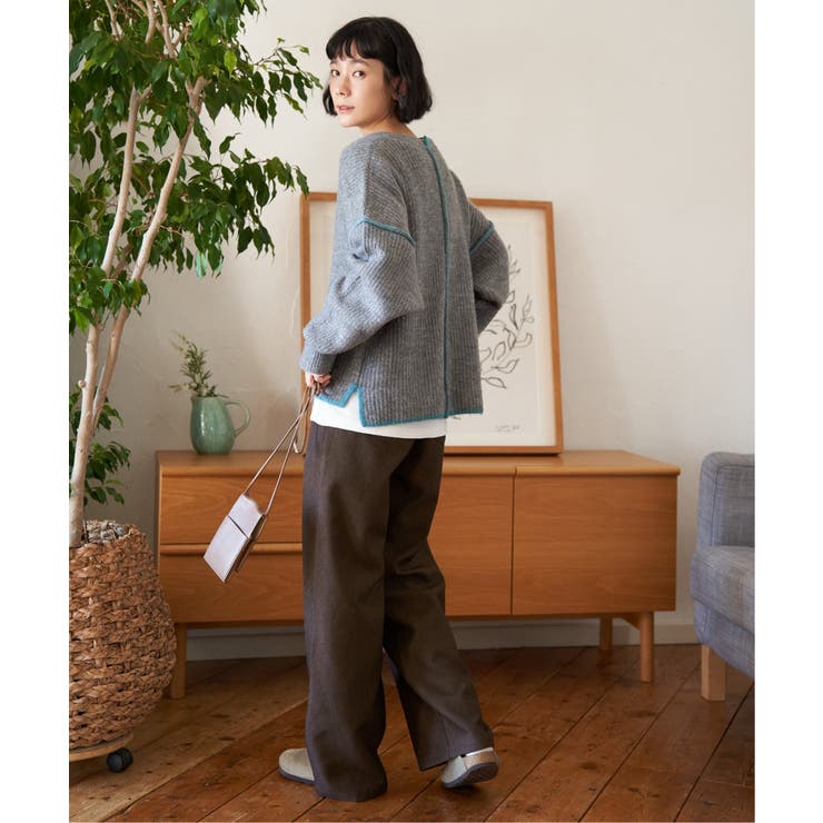 【インフルエンサー着用】ステッチ配色畦ラインニットプルオーバー | Lbc with Life | 詳細画像16 