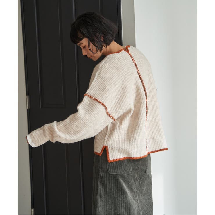 【インフルエンサー着用】ステッチ配色畦ラインニットプルオーバー | Lbc with Life | 詳細画像18 
