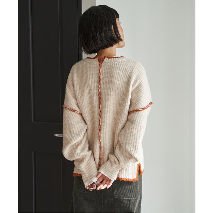 【インフルエンサー着用】ステッチ配色畦ラインニットプルオーバー | Lbc with Life | 詳細画像20 