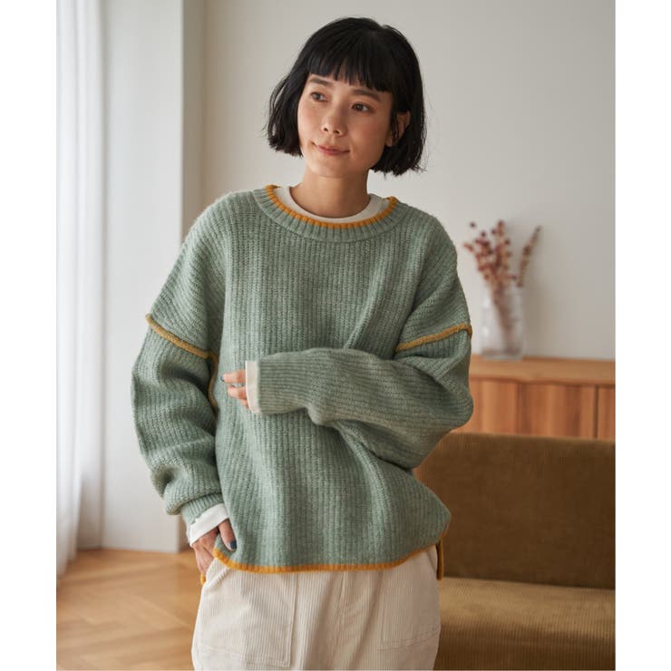 【インフルエンサー着用】ステッチ配色畦ラインニットプルオーバー | Lbc with Life | 詳細画像23 