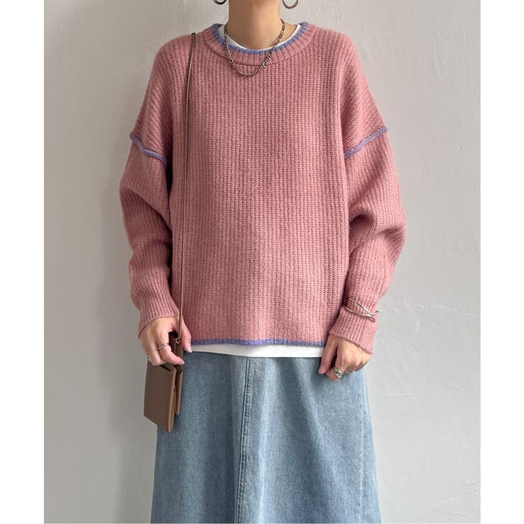 【インフルエンサー着用】ステッチ配色畦ラインニットプルオーバー | Lbc with Life | 詳細画像28 