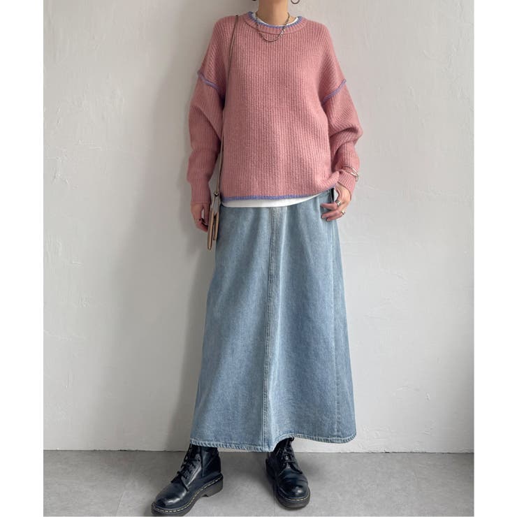 【インフルエンサー着用】ステッチ配色畦ラインニットプルオーバー | Lbc with Life | 詳細画像31 