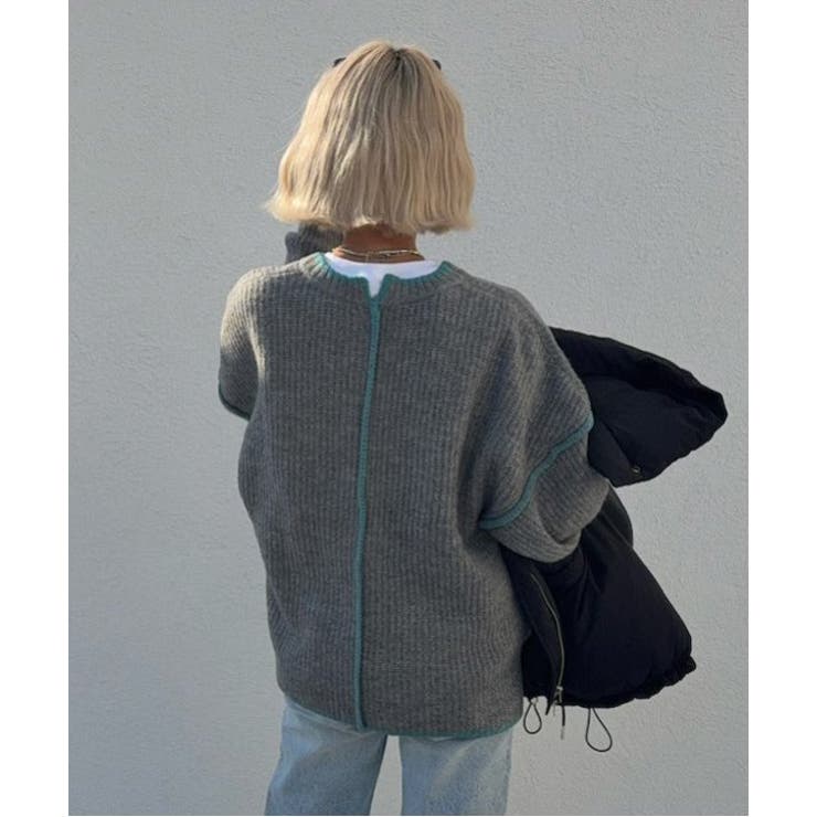 【インフルエンサー着用】ステッチ配色畦ラインニットプルオーバー | Lbc with Life | 詳細画像4 