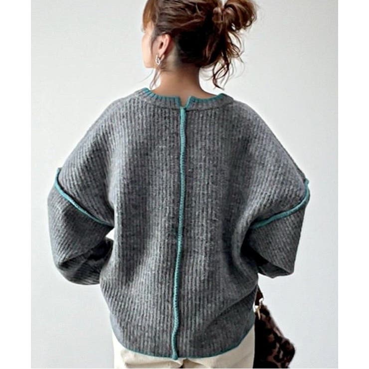 【インフルエンサー着用】ステッチ配色畦ラインニットプルオーバー | Lbc with Life | 詳細画像5 