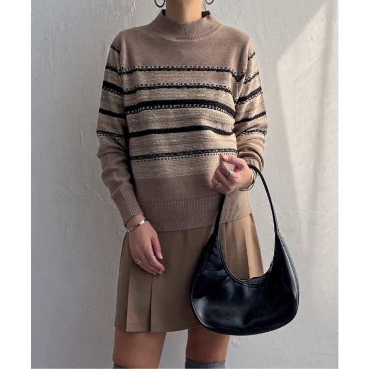 モカ | ラメネップボーダーニットプルオーバー | Lbc with Life