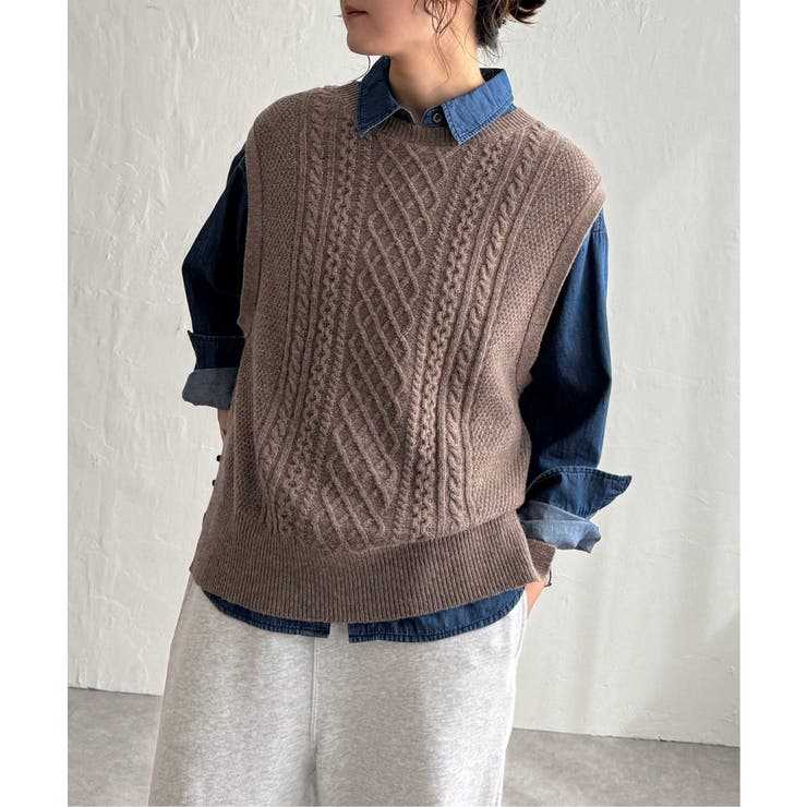 ウール混ケーブル2WAYベスト | Lbc with Life | 詳細画像10 