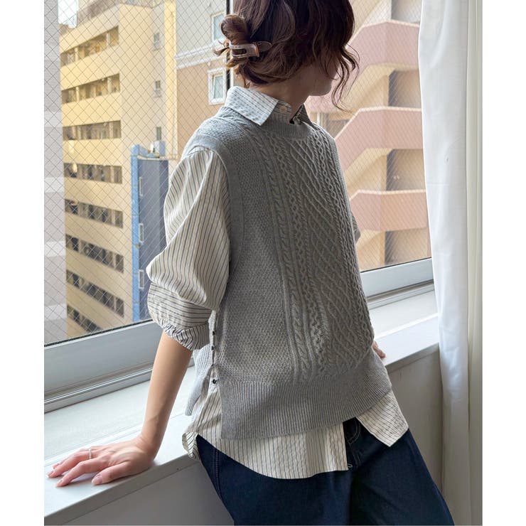 ウール混ケーブル2WAYベスト | Lbc with Life | 詳細画像16 