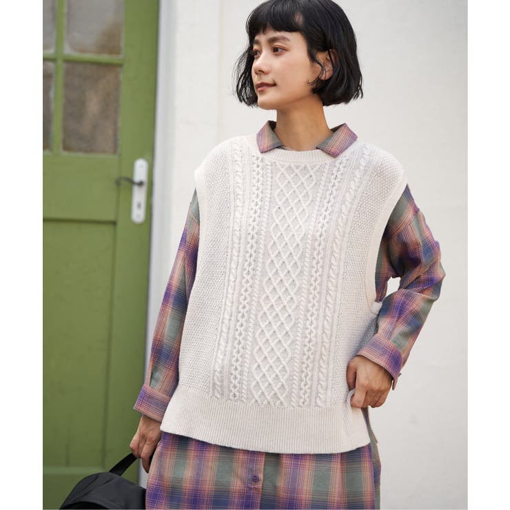 ウール混ケーブル2WAYベスト | Lbc with Life | 詳細画像3 