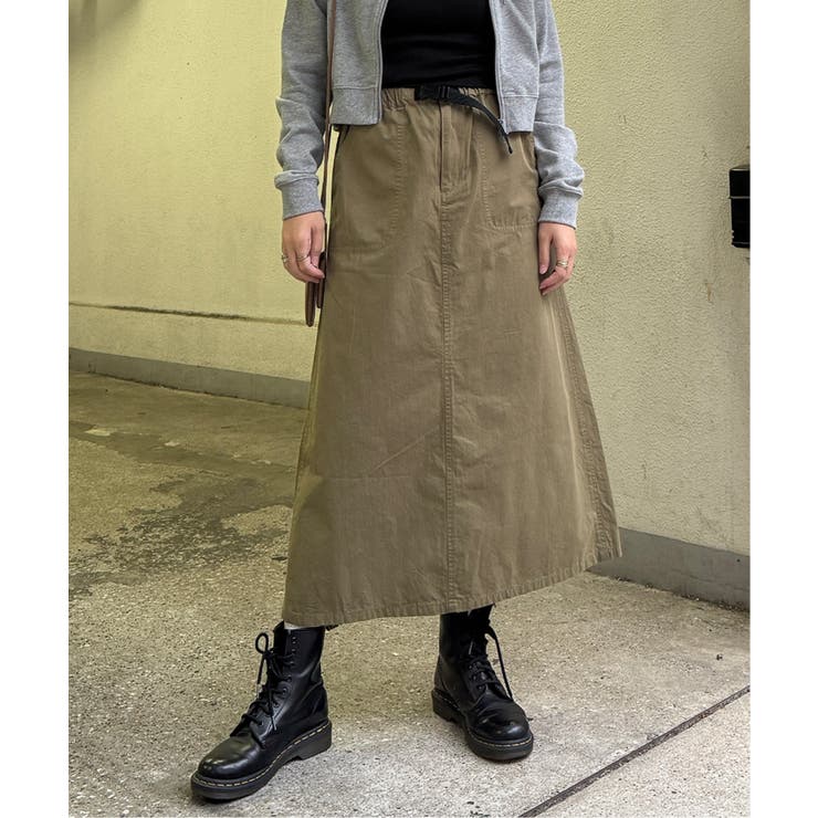 カーキ | コットンツイルワークベルトスカート | Lbc with Life