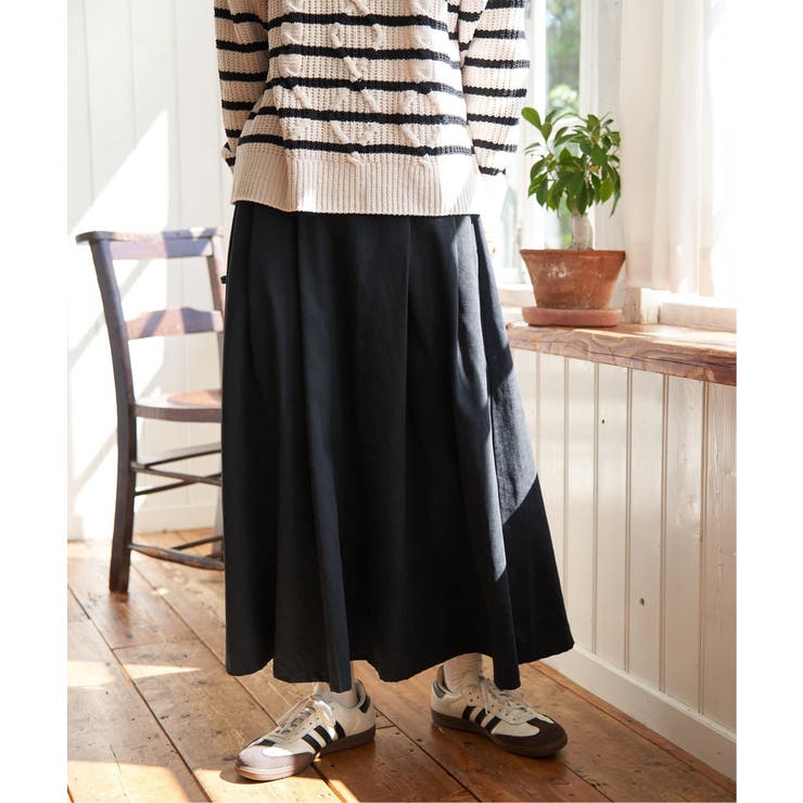 ブラック | ピーチツイルベルトタックスカート | Lbc with Life