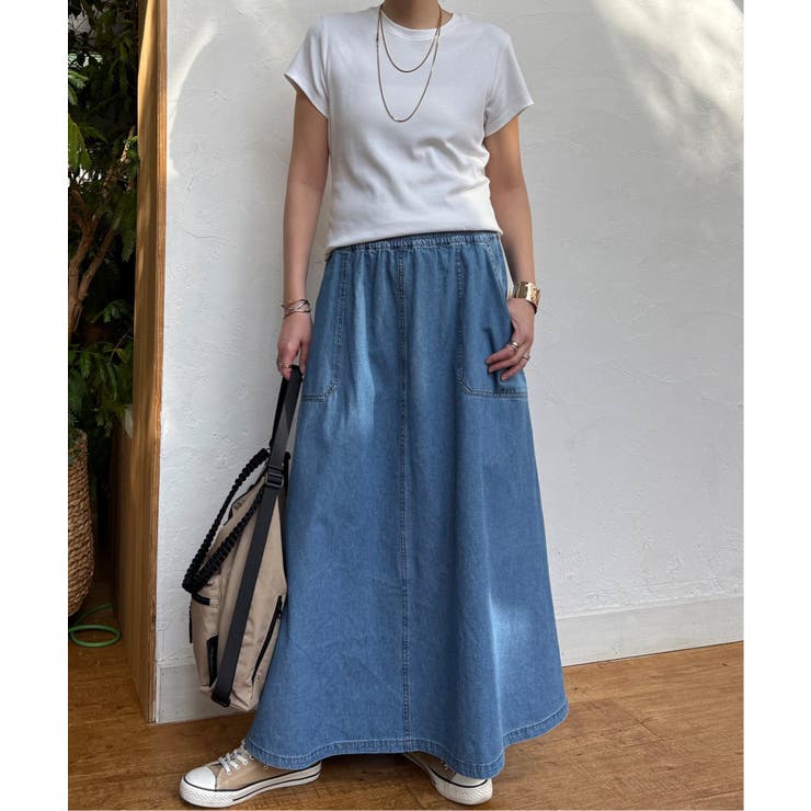 デニムコットンワークフレアスカート | Lbc with Life | 詳細画像3 