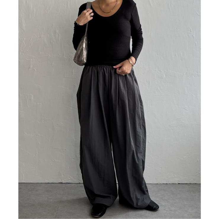 グレー | ナイロンギャザーワイドパンツ | Lbc with Life