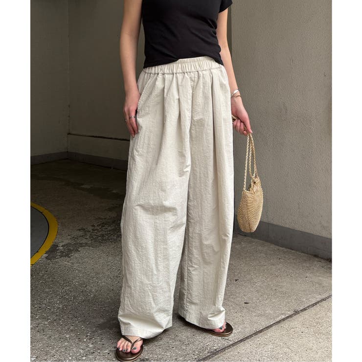 ベージュ | ナイロンギャザーワイドパンツ | Lbc with Life