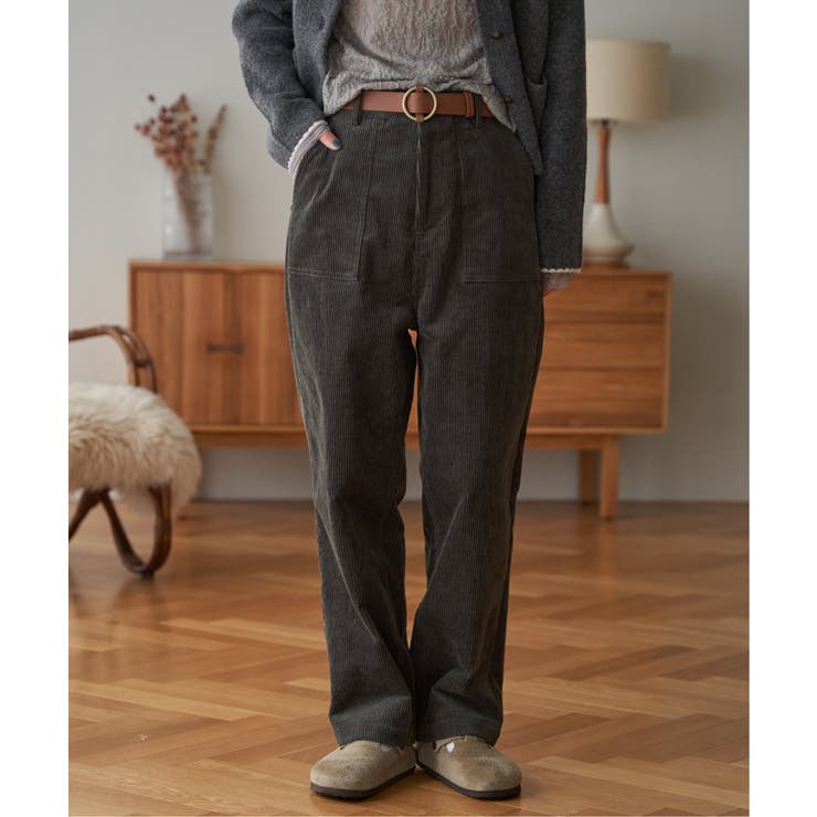 チャコール | 【インフルエンサー着用】コーデュロイベイカーゆるテーパードパンツ | Lbc with Life