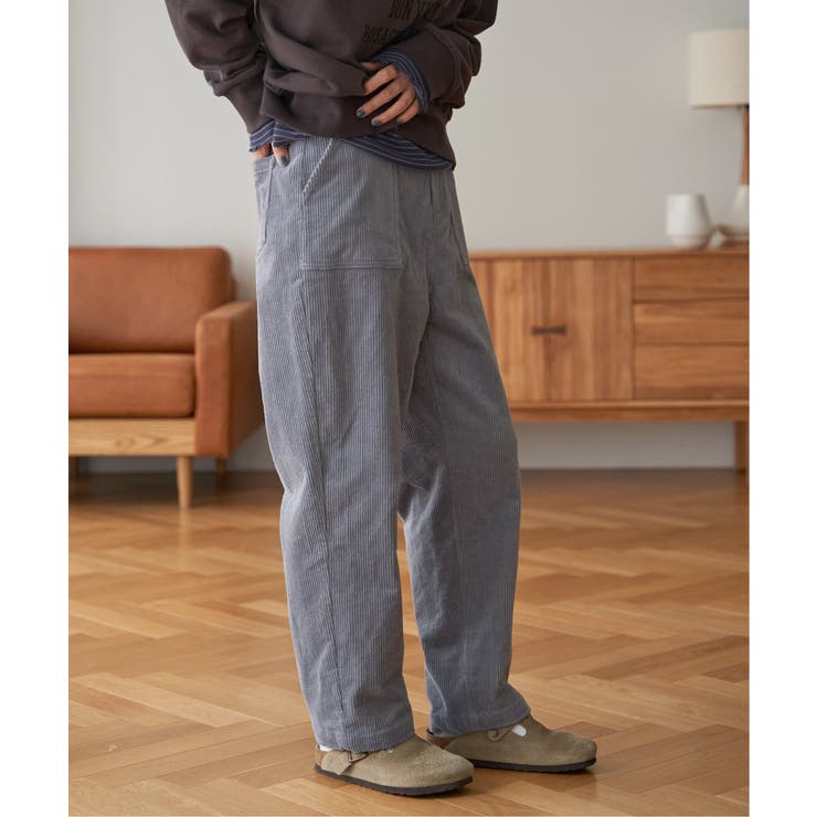 スティールブルー | 【インフルエンサー着用】コーデュロイベイカーゆるテーパードパンツ | Lbc with Life