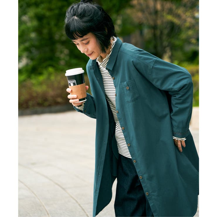 ブルーグリーン | エクリュ ミニポケ刺繍シャツワンピース | Lbc with Life