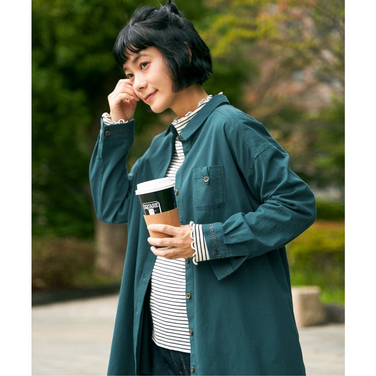 エクリュ ミニポケ刺繍シャツワンピース | Lbc with Life | 詳細画像4 