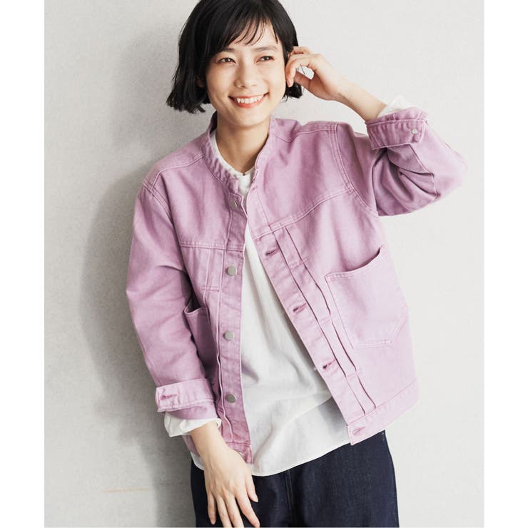 ピンク | 【セットアップ着用可能】LBCデニムノーカラージャケット | Lbc with Life