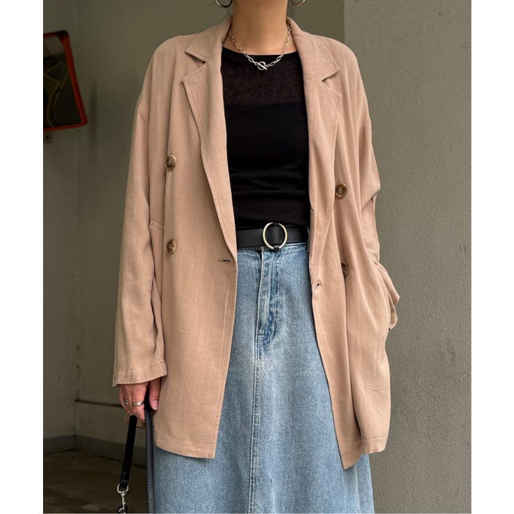 ベージュ | 【セットアップ対応】レーヨン麻ダブルジャケットコート | Lbc with Life